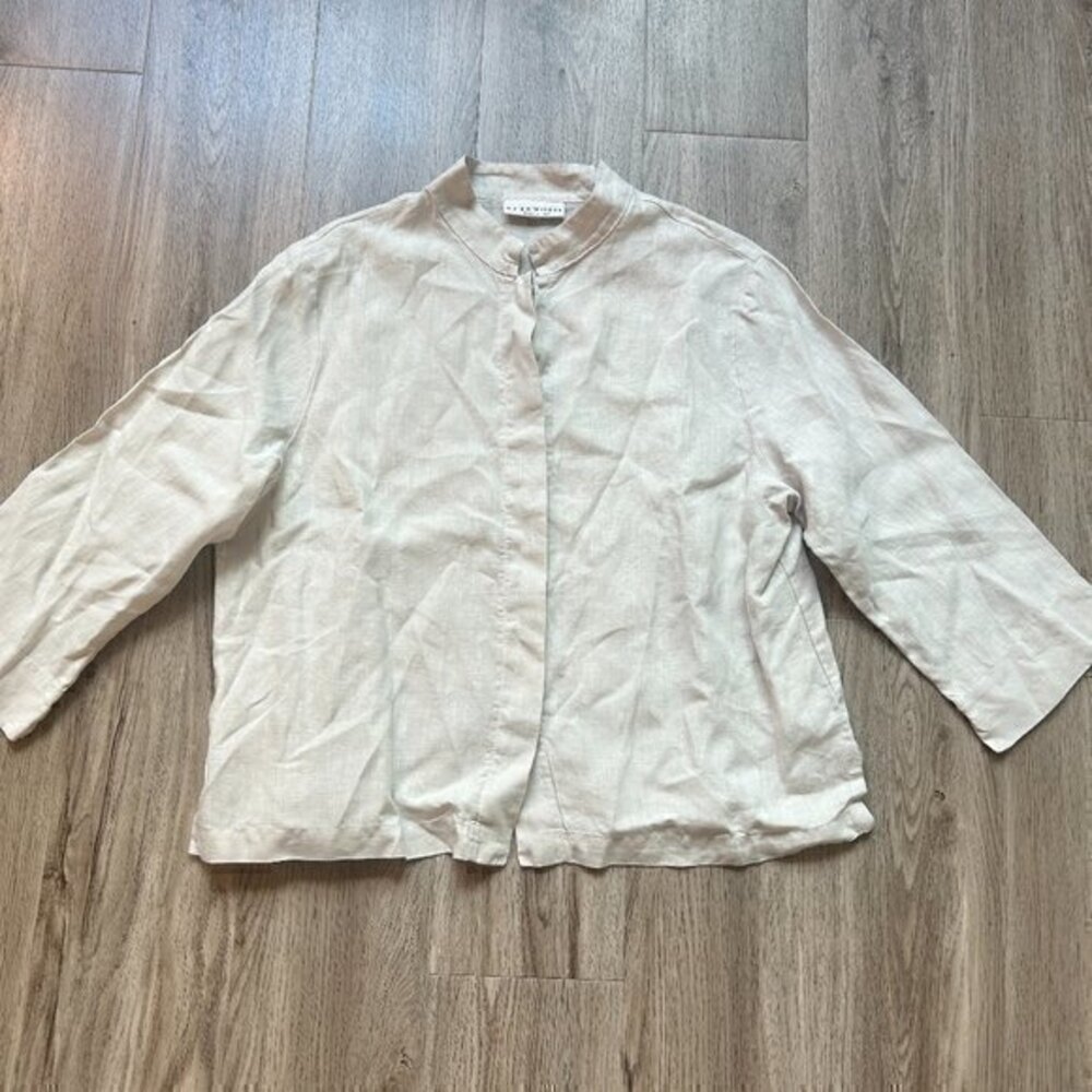 Bryn Walker 100% Linen Button Down Lightweight Shirt Jacket Size M